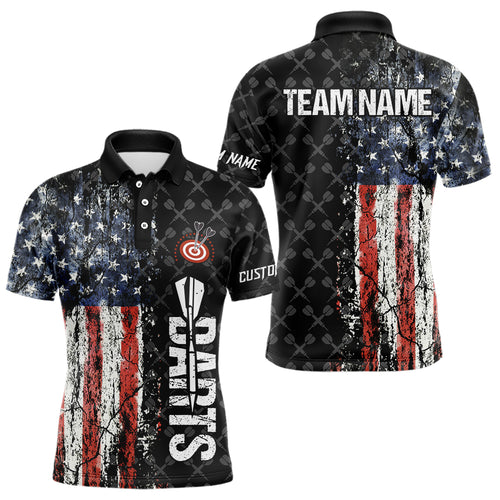 Grunge Vintage American Flag Custom Retro Dart Shirts For Men, Pride Team Patriotic Dart Jerseys TDM3693