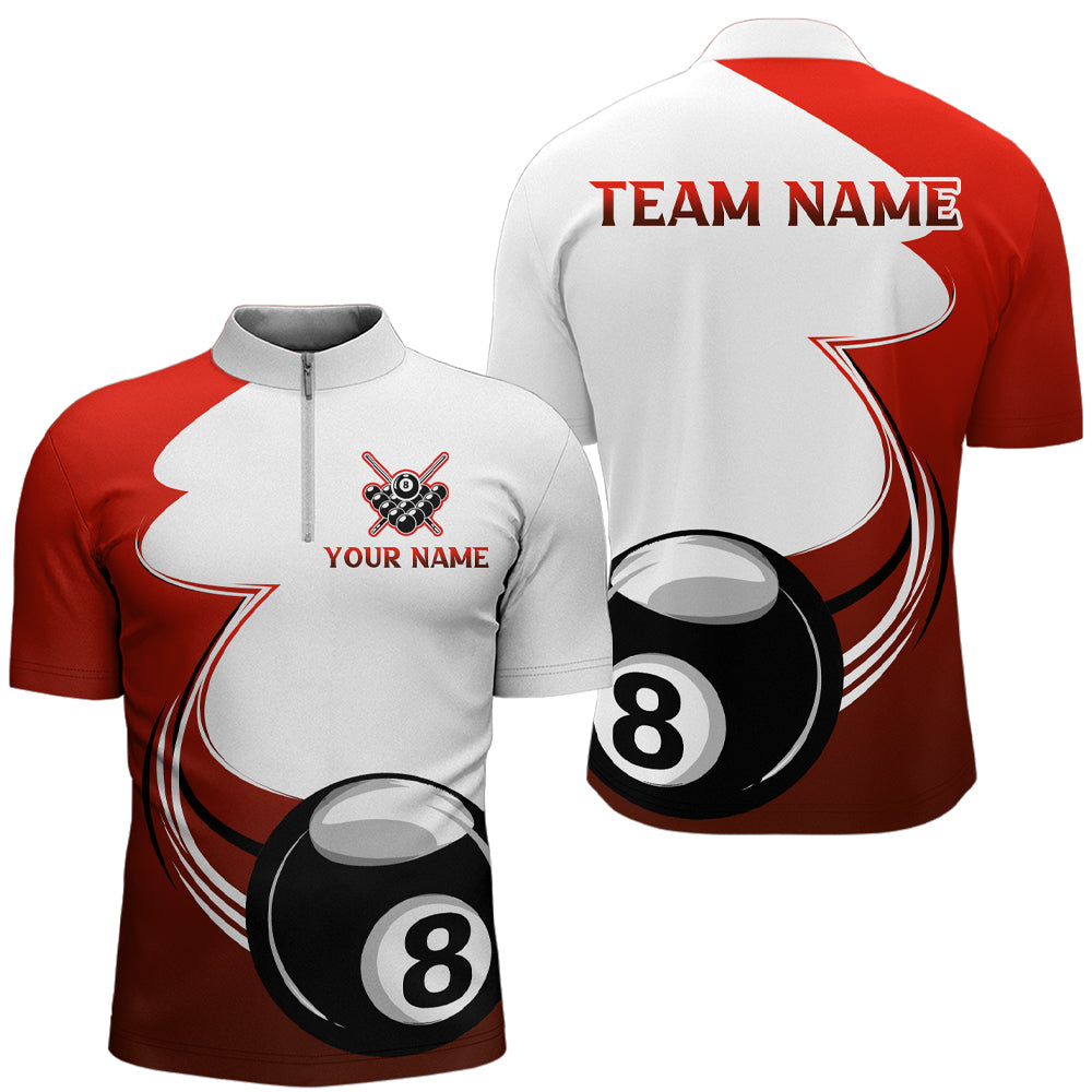 Personalized Billiard Tournament Sport Shirts, 8 Ball Pool Billiard Team Jersey For Men |Red TDM1778