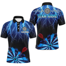 Load image into Gallery viewer, Personalized Blue Dartboard Thunder Lightning 3D Men Darts Shirts Custom League Darts Team Shirts TDM1995