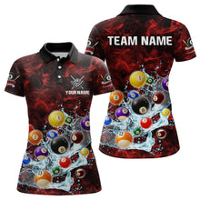 Load image into Gallery viewer, Funny Billiard Balls In Water Custom Smoke Pattern Women Billiard Shirts, Pool Billiard Jerseys |Red TDM2988