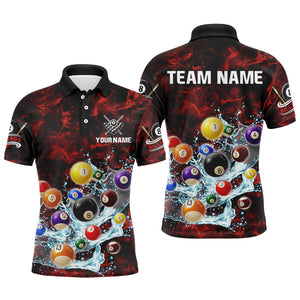 Funny Billiard Balls In Water Custom Smoke Pattern Men Billiard Shirts, Pool Billiard Jerseys |Red TDM2988