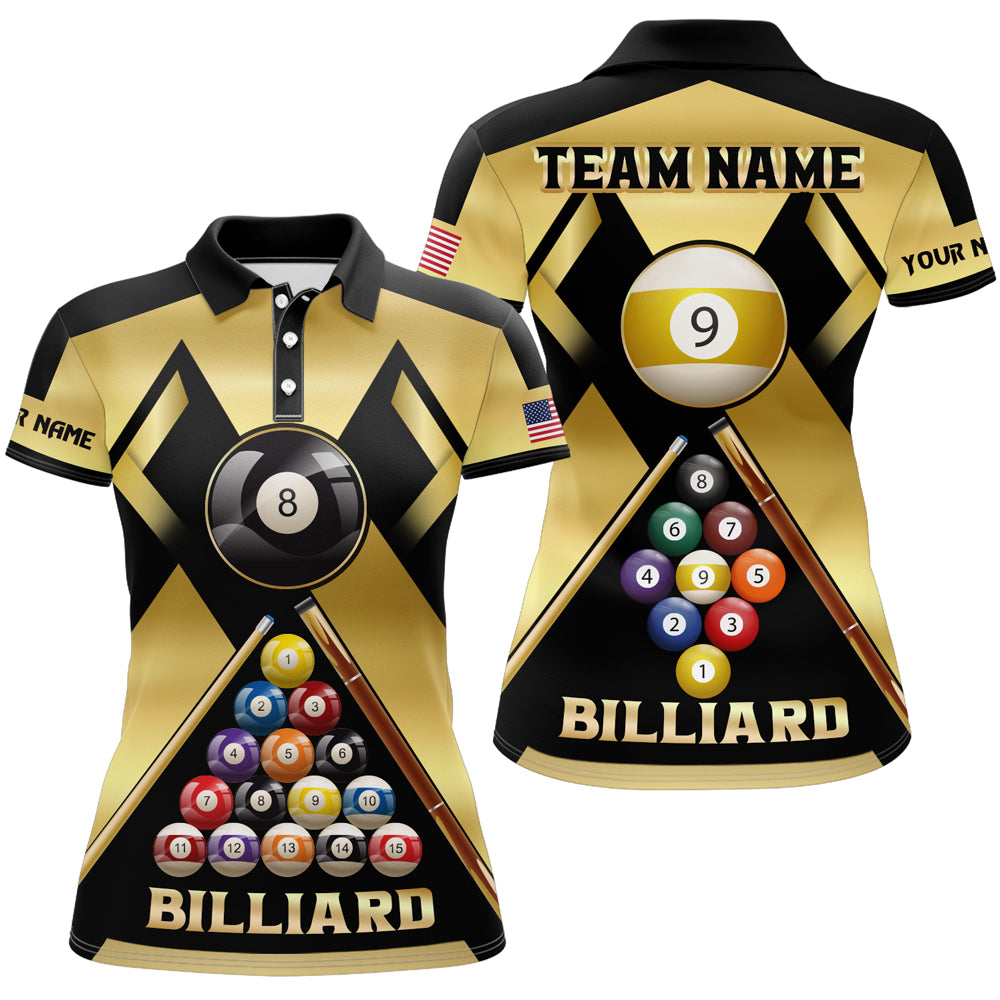 Personalized Yellow Billiard Ball 8 Ball 9 Sport Jerseys For Women, Unique Billiard Shirts For Team TDM2039