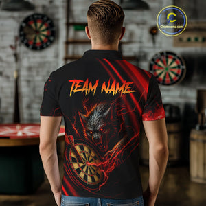 Personalized Red Thunder Lightning Wolf Darts Shirt For Men Custom Dart Team Jersey Polo & 1/4 Zip TDM4383