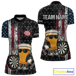 Vintage Grunge American Flag Funny Beer Darts Shirt For Women Custom Patriotic Darts Team Jerseys TDM4616