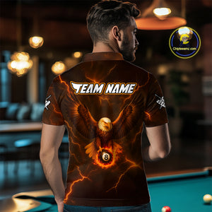 Personalized Eagle Thunder Lightning Orange Billiard Shirt For Men Custom 8 Ball Pool Team Jerseys TDM4241