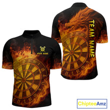 Load image into Gallery viewer, Personalized 3D Orange Dartboard Dragon Flame Dart Shirts For Men Custom Darts Team Jerseys TDM4069