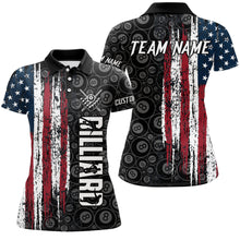 Load image into Gallery viewer, Retro American Flag 8 Ball Pool Billiard Shirts For Women Custom Team Patriotic Billiard Jerseys TDM3295