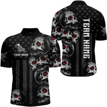 Load image into Gallery viewer, Personalized Black US Flag Skull Billiard Shirts For Men Custom Cool Team Billiard Jerseys TDM3306