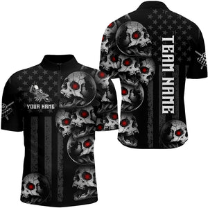 Personalized Black US Flag Skull Billiard Shirts For Men Custom Cool Team Billiard Jerseys TDM3306