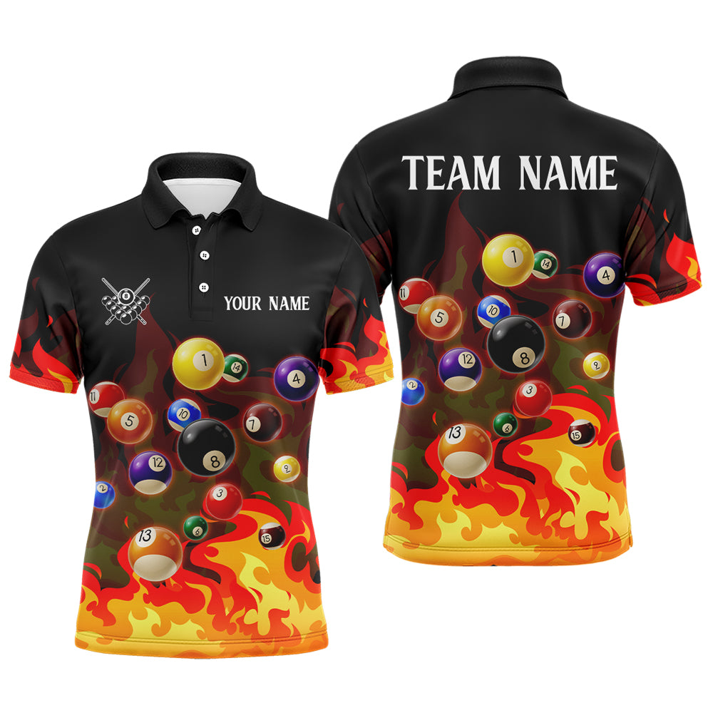 Orange 3D Billiard Balls Fire Flame Custom Billiard Shirts For Men, Billiard League Team Jerseys TDM3329