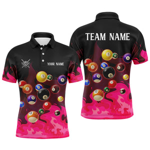 Pink 3D Billiard Balls Fire Flame Custom Billiard Shirts For Men, Billiard League Pool Team Jersey TDM3330