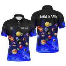 Load image into Gallery viewer, Blue 3D Billiard Balls Fire Flame Custom Billiard Shirts For Men, Billiard League Pool Team Jersey TDM3331