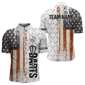 Grunge Retro US Flag Custom Darts Shirt For Men, Darts Jersey Pocket Option TDM3797