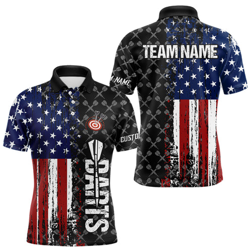 Grunge American Flag Custom Darts Shirt For Men, Darts Jersey Pocket Option TDM3798