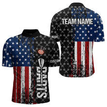 Load image into Gallery viewer, Grunge American Flag Custom Darts Shirt For Men, Darts Jersey Pocket Option TDM3798