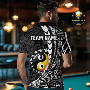 Custom White Black Tribal Yin-Yang 8 & 9 Ball Billiard Shirt For Men, Funny Pool Team Jersey TDM4687