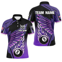 Load image into Gallery viewer, Personalized Billiard Purple Cool Wing Men Polo &amp; Quarter-Zip Shirts, 8 Ball Pool Jersey Shirts TDM1722