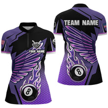 Load image into Gallery viewer, Personalized Billiard Purple Cool Wing Women Polo &amp; Quarter-Zip Shirts, 8 Ball Pool Jersey Shirts TDM1722