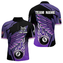 Load image into Gallery viewer, Personalized Billiard Purple Cool Wing Men Polo &amp; Quarter-Zip Shirts, 8 Ball Pool Jersey Shirts TDM1722