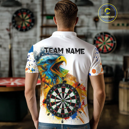 Funny Dartboard Colorful Paint Eagle Darts Shirt For Men Custom Darts Team Jersey Polo & 1/4 Zip TDM4293