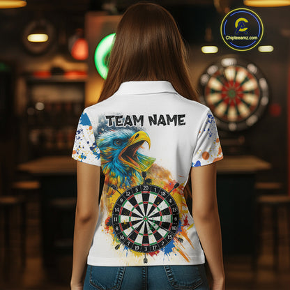 Funny Dartboard Colorful Paint Eagle Darts Shirt For Women Custom Darts Team Jersey Polo & 1/4 Zip TDM4293