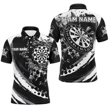 Load image into Gallery viewer, Custom Grunge Black Darts Flame Men Polo &amp; Quarter-Zip Shirts, Retro Darts Shirts Team Jerseys TDM1730