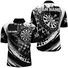 Load image into Gallery viewer, Custom Grunge Black Darts Flame Men Polo &amp; Quarter-Zip Shirts, Retro Darts Shirts Team Jerseys TDM1730