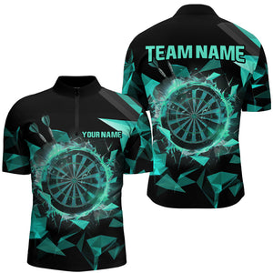 Personalized Turquoise Darts Board 3D Printed Men Polo & Quarter-Zip Shirts, Darts Team Jerseys TDM1743