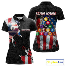 Load image into Gallery viewer, American Flag 8 Ball Billiard Shirts For Women Custom Pool Team Jerseys Polo &amp; Quarter Zip TDM3966