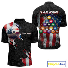 Load image into Gallery viewer, American Flag 8 Ball Billiard Shirts For Men Custom Pool Team Jerseys Polo &amp; Quarter Zip TDM3966