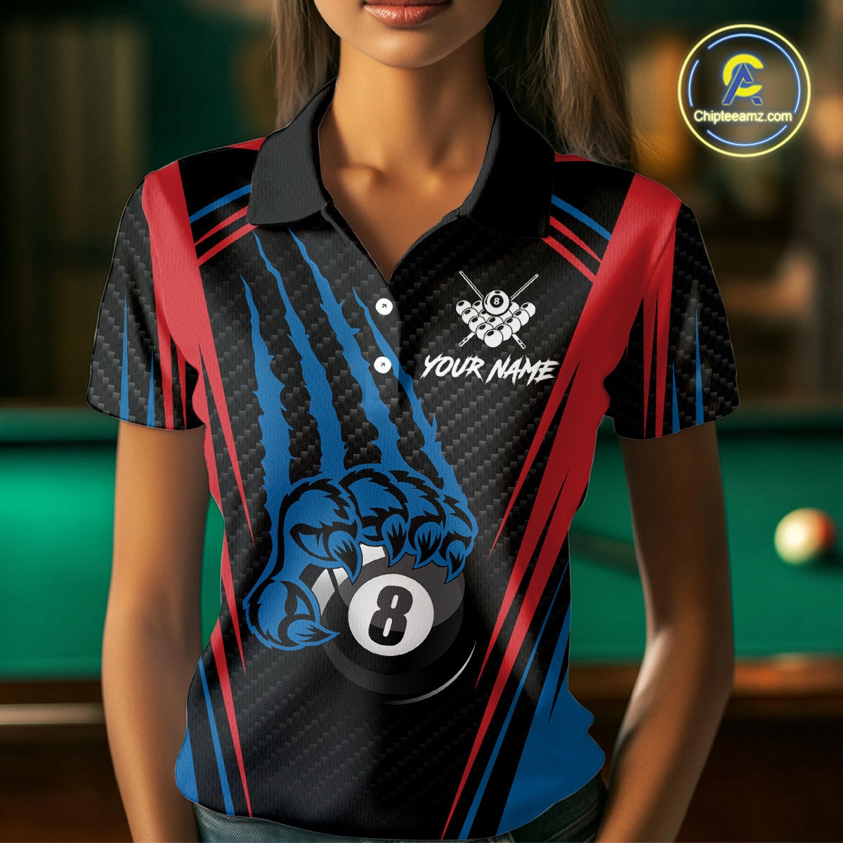 Personalized Scratch 8 Ball Pool Billiard Shirt For Women, Billiard Jerseys Team Polo & 1/4 Zip TDM4333