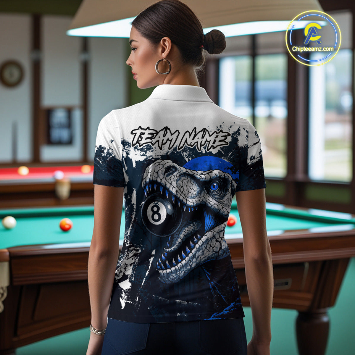 Personalized Sauropod 8 Ball Billiard Shirt For Women Custom Billiard Team Shirts, Pool Jersey |Blue TDM4767
