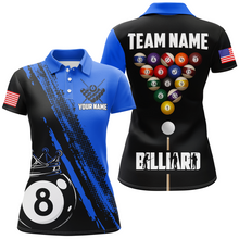 Load image into Gallery viewer, Personalized 8 Ball Pool Crown Billiard Jerseys Polo &amp; 1/4 Zip For Women, Billiard Team Shirts| Blue TDM2992