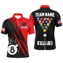 Load image into Gallery viewer, Personalized 8 Ball Pool Crown Billiard Jerseys Polo &amp; 1/4 Zip For Men, Billiard Team Shirts| Red TDM2990