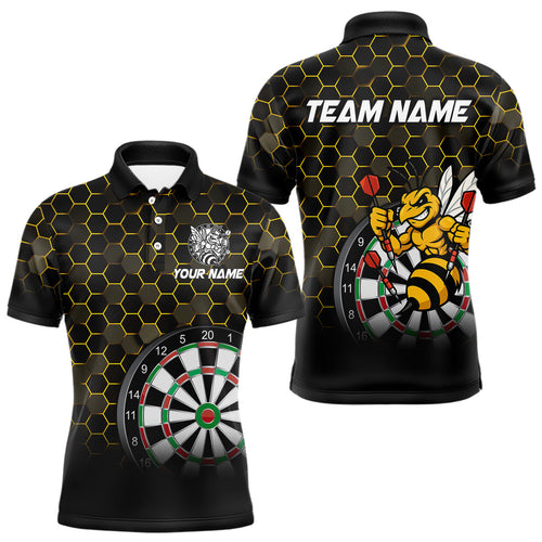 Funny Bee Hexagon Dart Shirts For Men – Custom Darts Team Polo & Quarter Zip Jerseys TDM4003