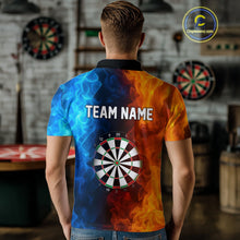Load image into Gallery viewer, Blue And Orange Custom Fire Darts Shirt For Men, Personalized Darts Team Jersey Polo &amp; 1/4 Zip TDM4206