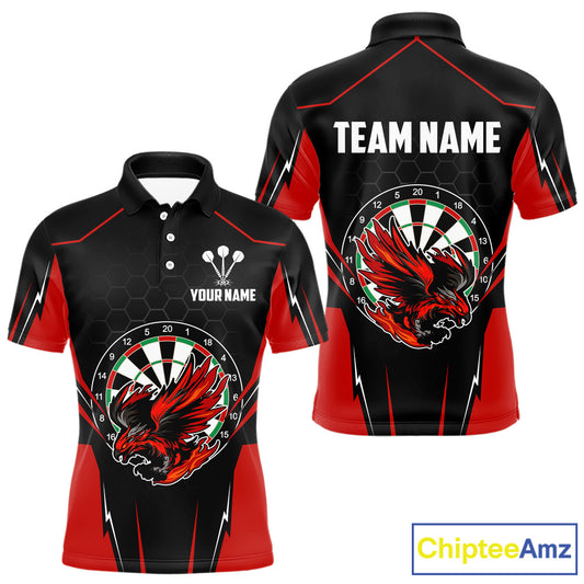 Custom Men's Darts Polo Shirts Red & Black Eagle Dartboard For Darts Jersey NYN0769
