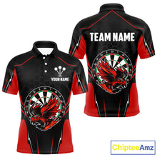 Load image into Gallery viewer, Custom Men's Darts Polo Shirts Red &amp; Black Eagle Dartboard For Darts Jersey NYN0769