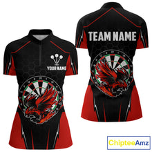 Load image into Gallery viewer, Custom Women's Darts Quarter-Zip Shirts Red &amp; Black Eagle Dartboard For Darts Jersey NYN0769