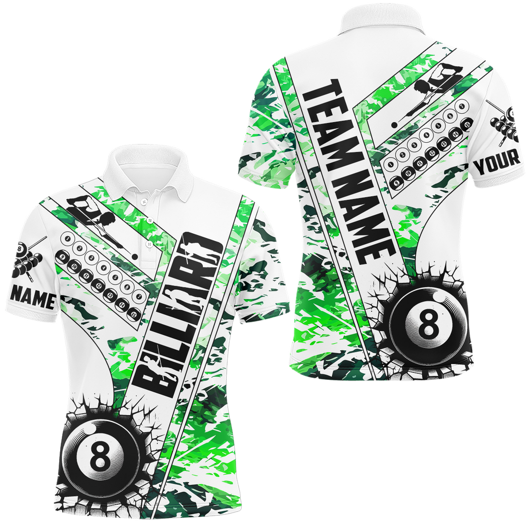 Cracky Billiard 8 Ball Pool With Camo Men Polo Shirts Custom Team League Billiard Shirts| Green TDM0953