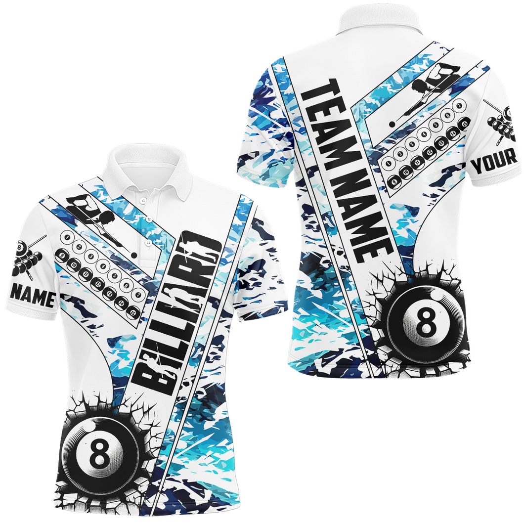 Cracky Billiard 8 Ball Pool With Camo Men Polo Shirts Custom Team League Billiard Shirts| Blue TDM0950
