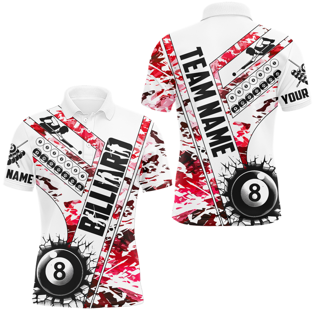 Cracky Billiard 8 Ball Pool With Camo Men Polo Shirts Custom Team League Billiard Shirts| Red TDM0951