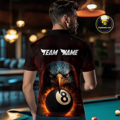 Personalized Eagle 8 Ball Fire Billiard Shirts For Men, 8 Ball Pool Team Shirts, Billiard Jerseys TDM4066