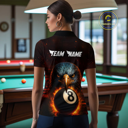 Personalized Eagle 8 Ball Fire Billiard Shirts For Women, 8 Ball Pool Team Shirts, Billiard Jerseys TDM4066