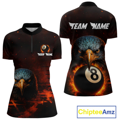 Personalized Eagle 8 Ball Fire Billiard Shirts For Women, 8 Ball Pool Team Shirts, Billiard Jerseys TDM4066