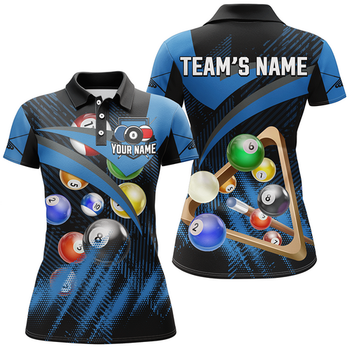 Personalized Billiard Ball Blue Version 3D Printed Polo Shirts For Women Custom Team Billiard Gifts TDM0202