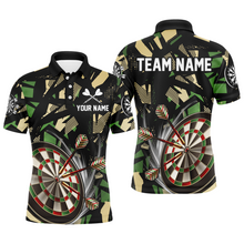 Load image into Gallery viewer, Customized 3D Darts Board Jungle Camo Men Darts Polo &amp; Quarter-Zip Shirts, Camo Darts Jersey Shirts TDM1731