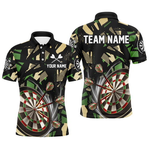 Customized 3D Darts Board Jungle Camo Men Darts Polo & Quarter-Zip Shirts, Camo Darts Jersey Shirts TDM1731