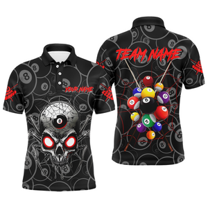 Personalized Skull Spider Billiard Balls Men Polo & Quarter-Zip Shirts Custom Billiard Team Jerseys TDM1746