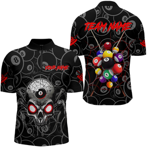 Personalized Skull Spider Billiard Balls Men Polo & Quarter-Zip Shirts Custom Billiard Team Jerseys TDM1746